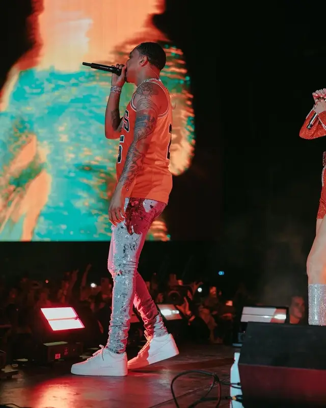 G Herbo outfit in Chicago Bulls, Amiri, and Nike, 2021