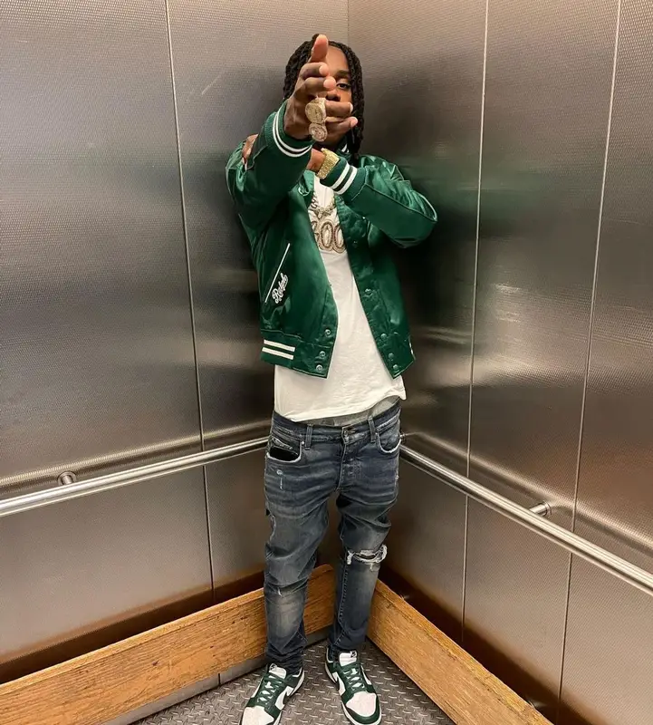 Polo G outfit in Ralph Lauren, Amiri, and Nike, 2021