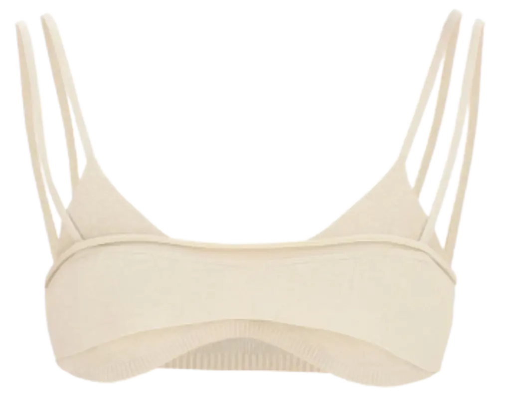 Jacquemus Viscose Knit Double Triangle Beige Top $181