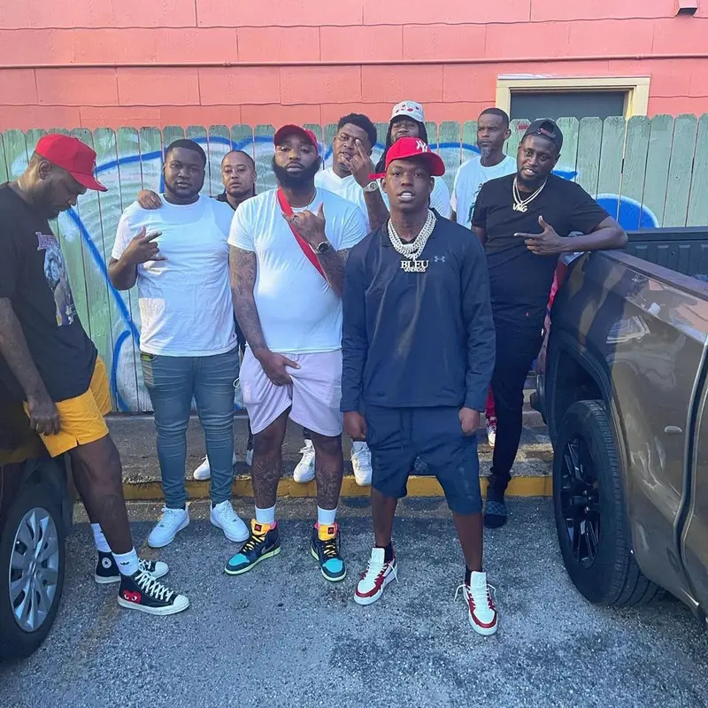 Yung Bleu outfit in Under Armour, Giuseppe Zanotti, and New Era, 2021