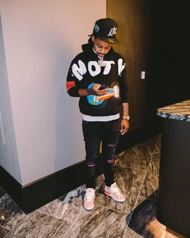 Babyface Ray outfit in Cactus Plant Flea Market, Amiri, and Reach, 2021