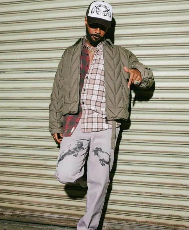 Big Sean outfit in Ferragamo and Basketcase, 2021