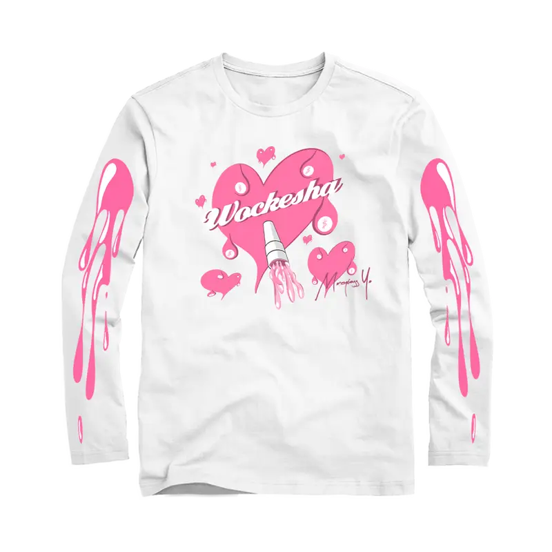 Moneybagg Yo Merch Pink Wockesha White Long Sleeve T-Shirt $40