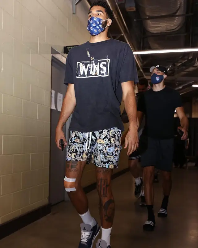 Jayson Tatum outfit in More Gems More Wins and Jordan, 2021