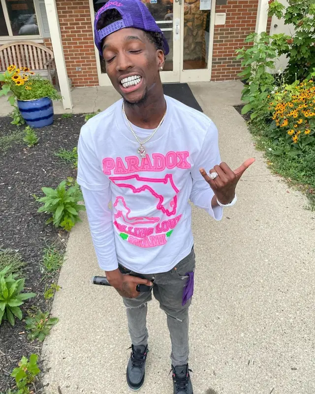 YTB Trench outfit in Purple Brand, Jordan, and Paradox, 2021