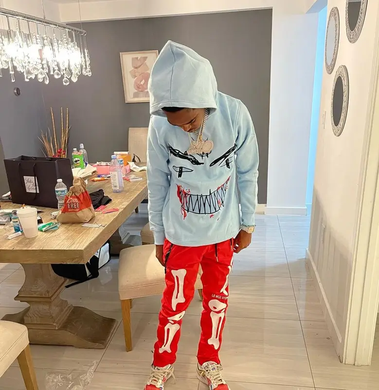 J Green outfit in Le Wuz Studios, Nike, and Evil Hearts Club, 2021