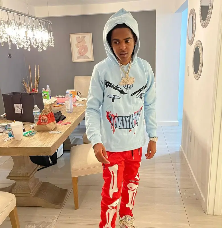 J Green outfit in Le Wuz Studios, Nike, and Evil Hearts Club, 2021