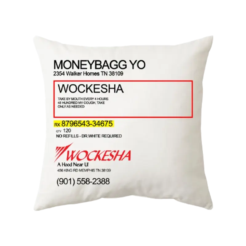 Moneybagg Yo Merch Wockesha White Pillow $40