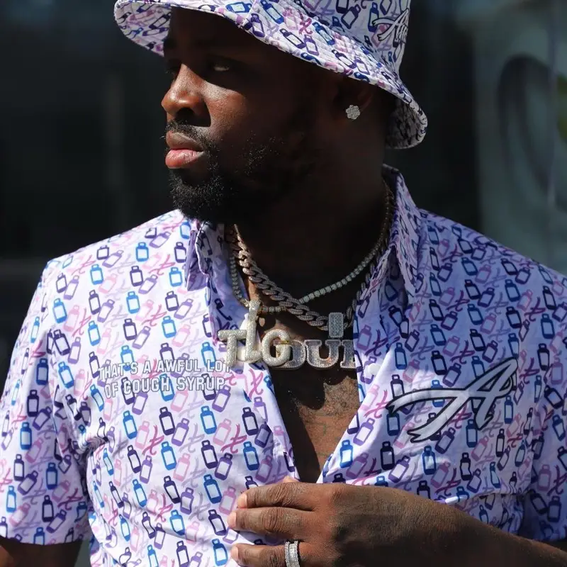 Desto Dubb outfit in Jordan, Asaali, and Awful Lot of Cough Syrup, 2021