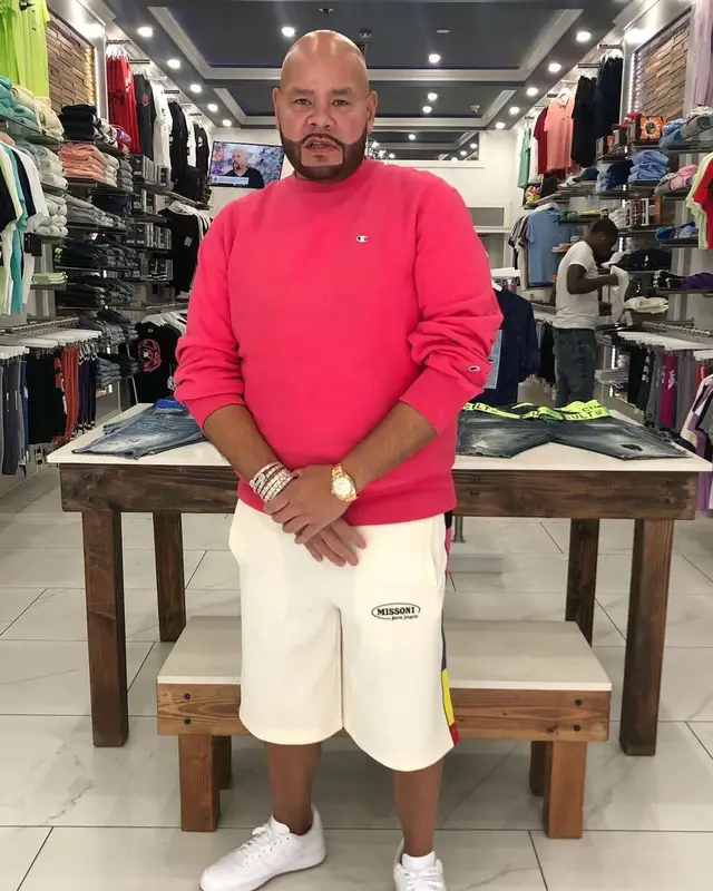 Fat Joe outfit in Champion, Palm Angels, and Missoni, 2021