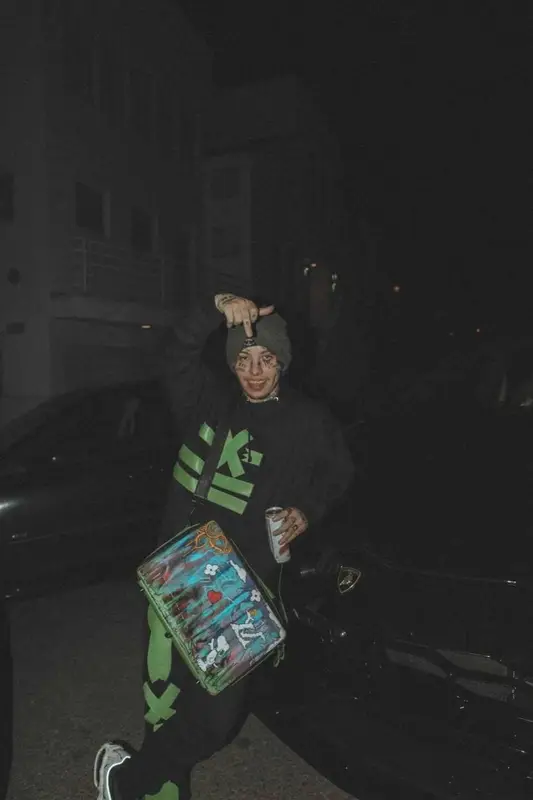 Lil Xan outfit in Nike and West Coast Haze, 2020