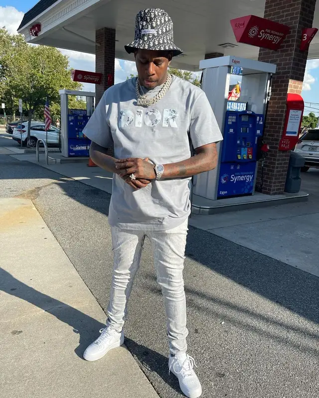 Lil Duke outfit in Daniel Arsham, Monfrere, and Dior, 2021