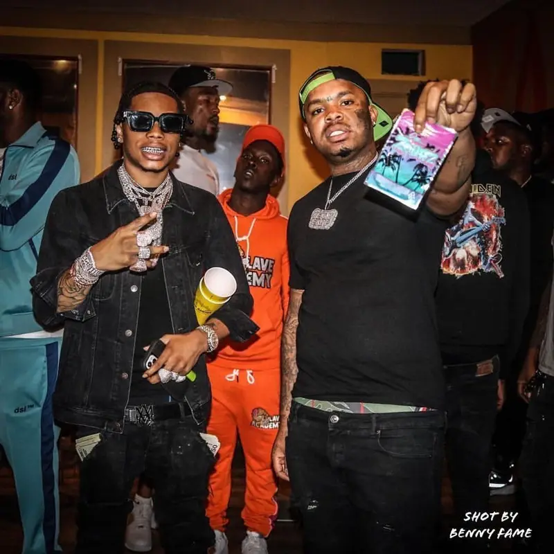 Lil Migo outfit in Supreme, Amiri, and Off-White, 2021