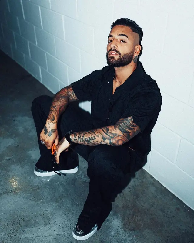 Maluma outfit in Louis Vuitton, Heron Preston, and Gentle Monster, 2021
