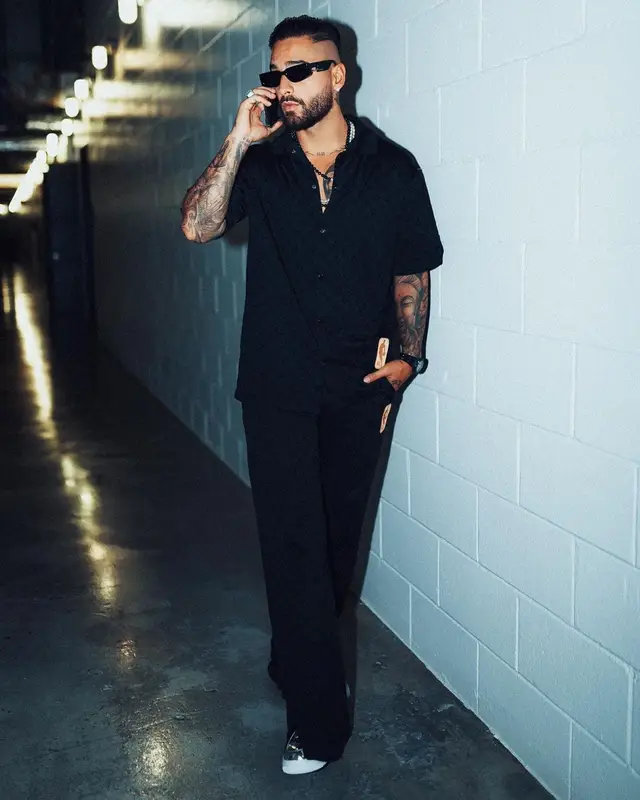 Maluma outfit in Louis Vuitton, Heron Preston, and Gentle Monster, 2021
