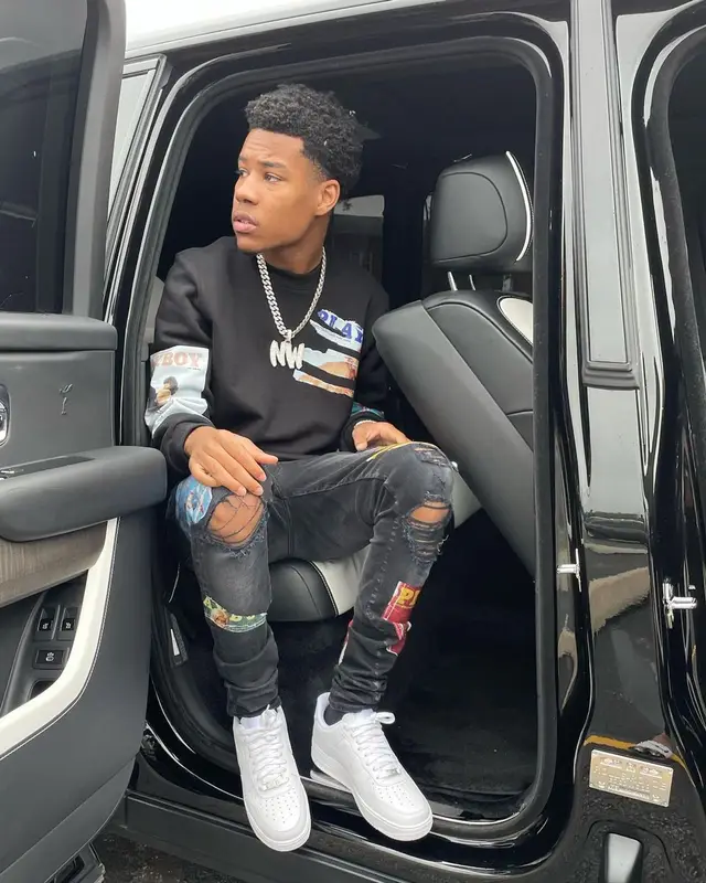Nardo Wick outfit in Amiri, Nike, and Playboy, 2021