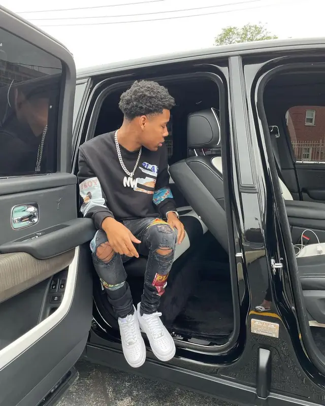 Nardo Wick outfit in Amiri, Nike, and Playboy, 2021