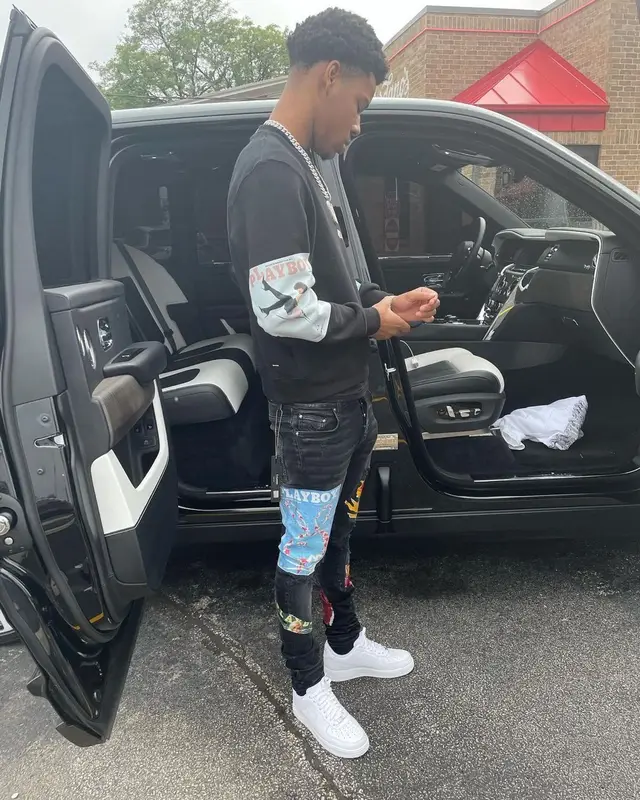 Nardo Wick outfit in Amiri, Nike, and Playboy, 2021