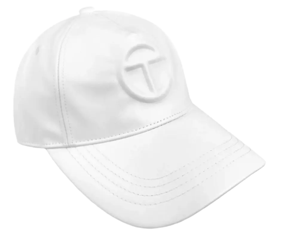 Telfar Logo Embossed White Hat $100