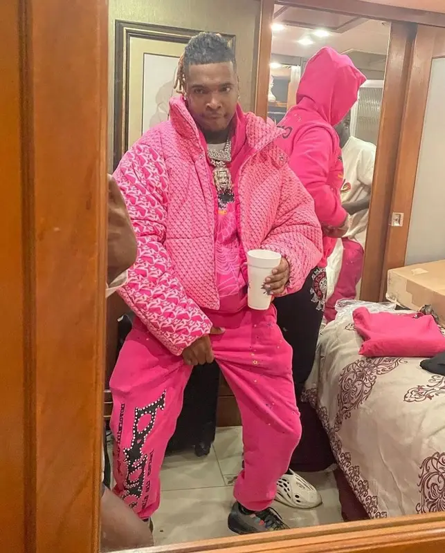 Lil Keed outfit in Young Thug Merch and Spider Worldwide, 2021