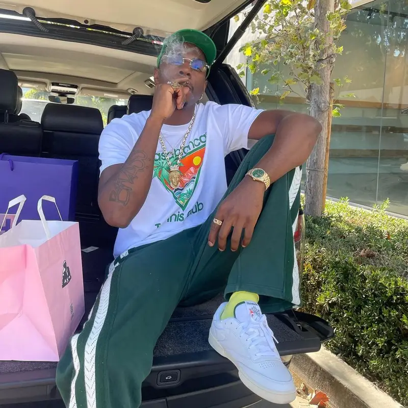 Joey Badass outfit in Casablanca, Reebok, and Cartier, 2021