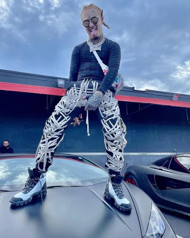 Lil Pump outfit in Balenciaga, Rick Owens, and Chrome Hearts, 2021