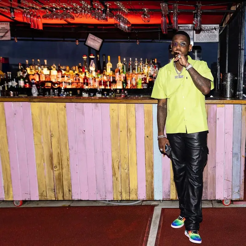 Fabolous outfit in Lapstore & Hammer, J Balvin Merch, and Vintage Frames, 2021