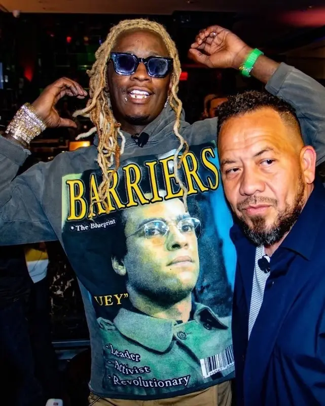 Young Thug outfit in Thierry Lasry, Barriers, and Rhude, 2021