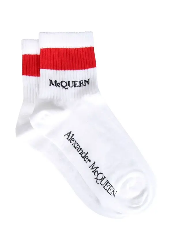 Alexander McQueen Logo Intarsia Cotton Blend Ankle Socks $79