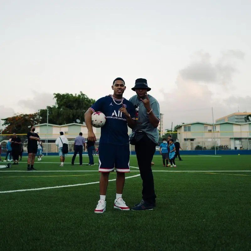 Myke Towers outfit in Nike, Jordan, and Paris Saint-Germain, 2021