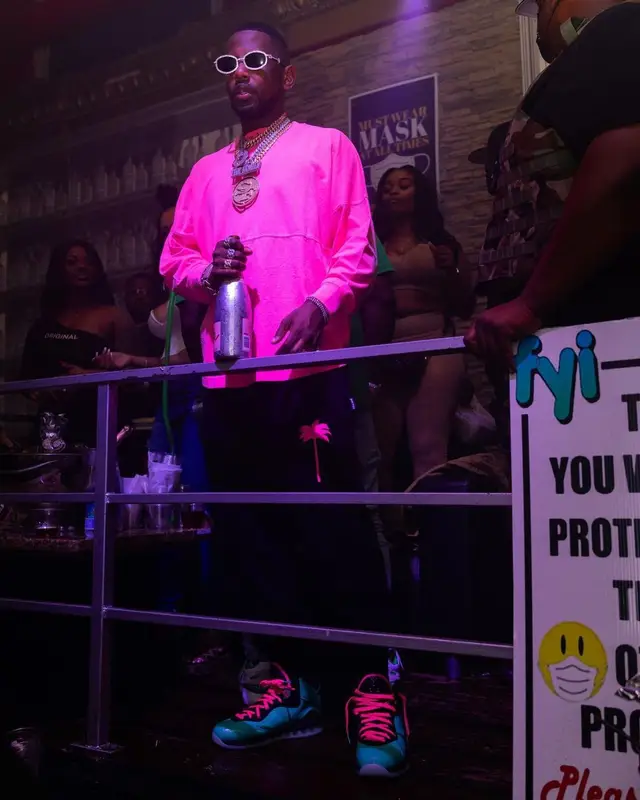 Fabolous outfit in Palm Angels, Nike, and Cartier, 2021