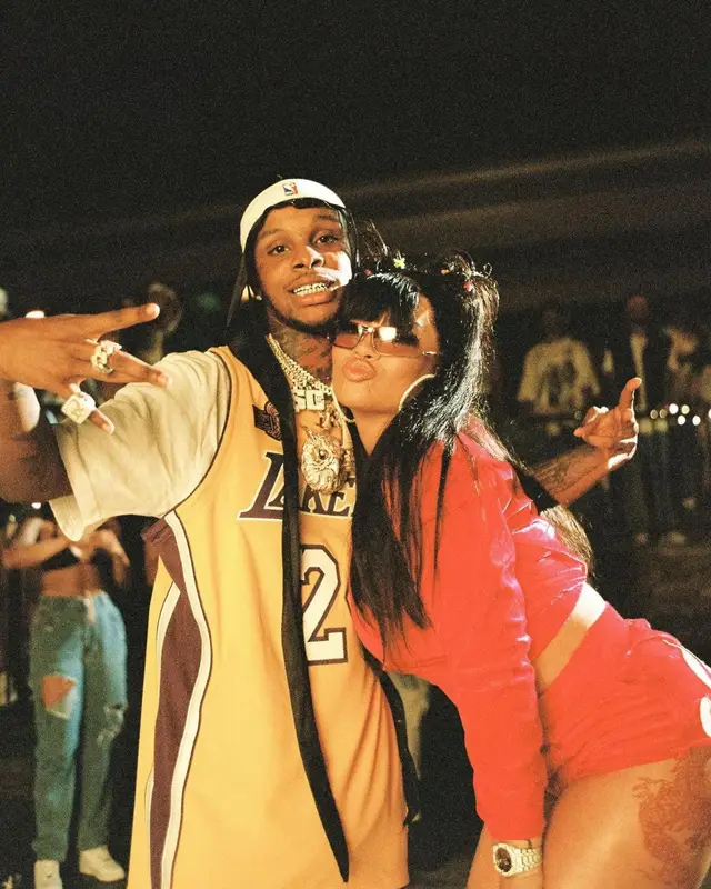 Toosii outfit in Mitchell & Ness, Timberland, and Nike, 2021