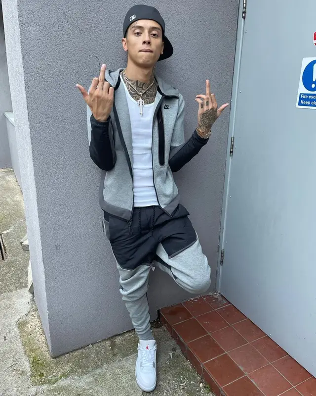 Central Cee outfit in Nike, Jordan, and Louis Vuitton, 2021