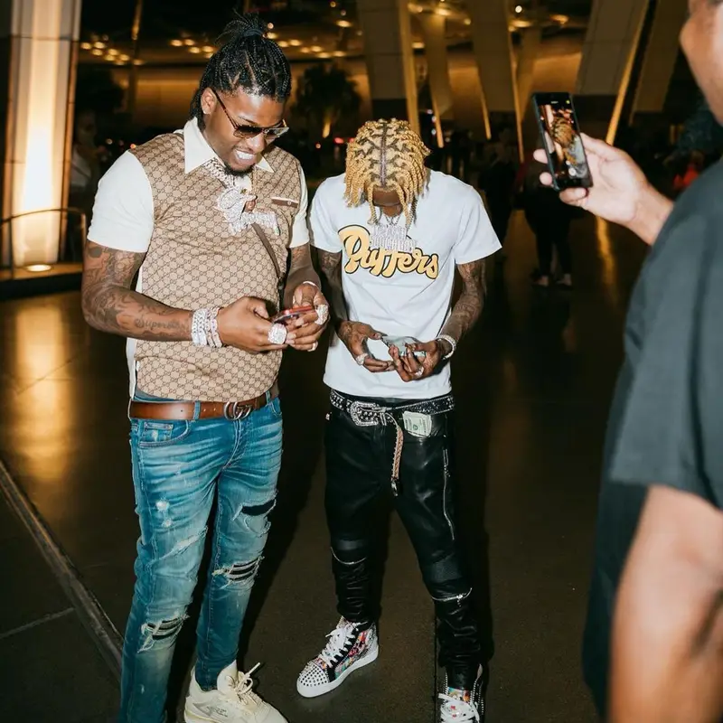 Soulja Boy outfit in Amiri, Christian Louboutin, and B.B. Simon, 2021