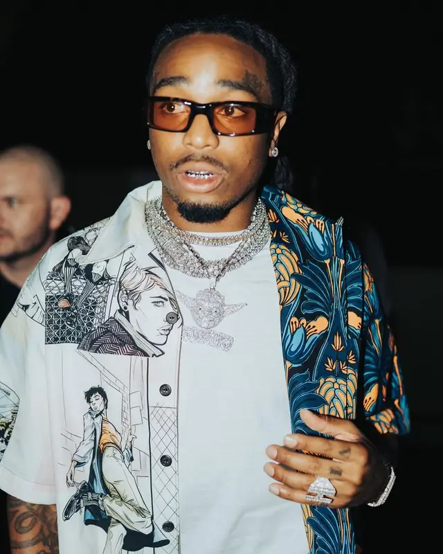 Quavo outfit in Prada, Gallery Dept., and Louis Vuitton, 2021