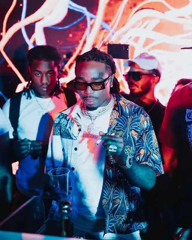 Quavo outfit in Prada, Gallery Dept., and Louis Vuitton, 2021