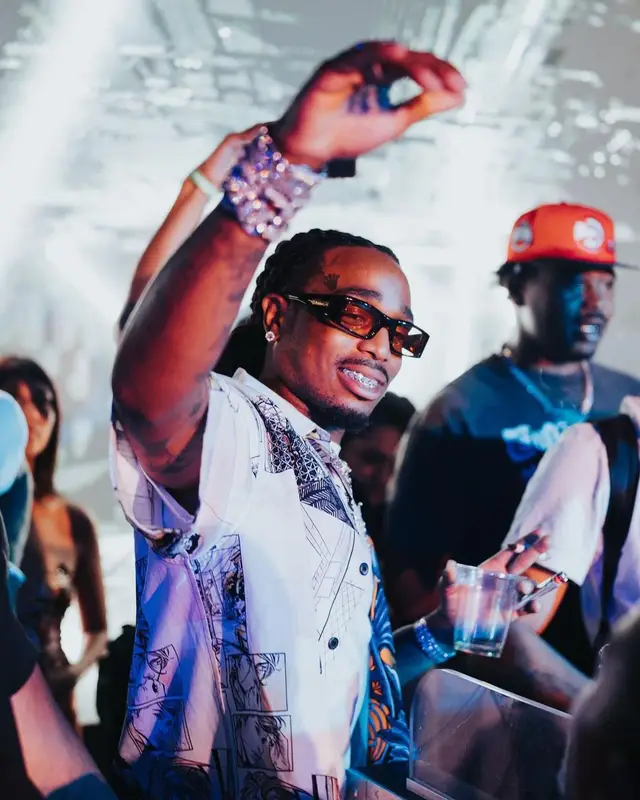 Quavo outfit in Prada, Gallery Dept., and Louis Vuitton, 2021
