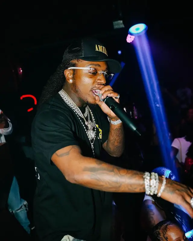 Jacquees outfit in Playboy, Cartier, and Amiri, 2021