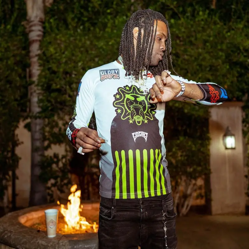 Chief Keef outfit in Amiri, Off-White, and Chrome Hearts, 2020