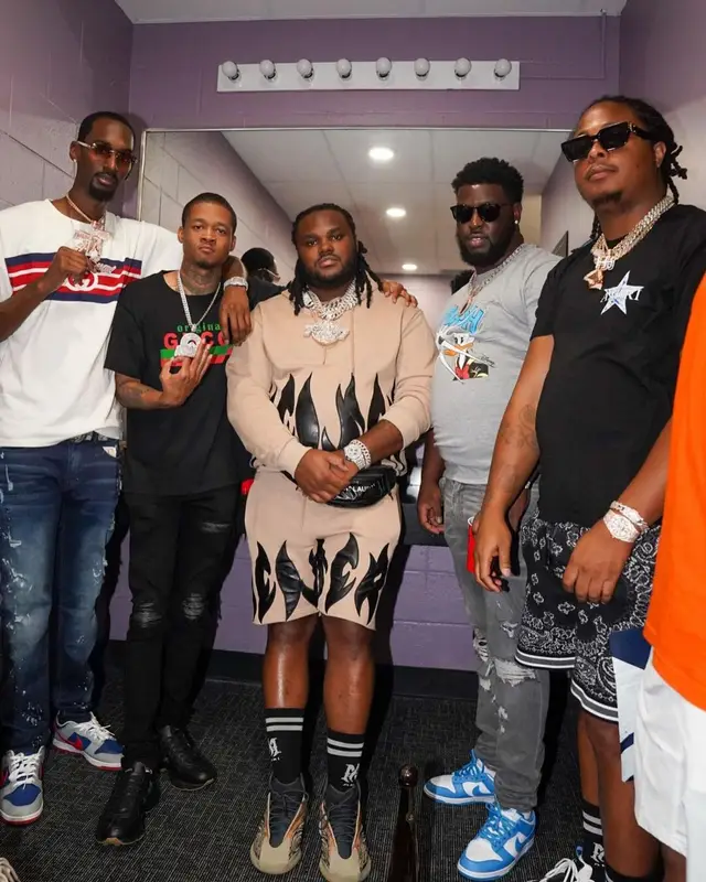 Tee Grizzley outfit in Keiser Clark, Saint Laurent, and Amiri, 2021