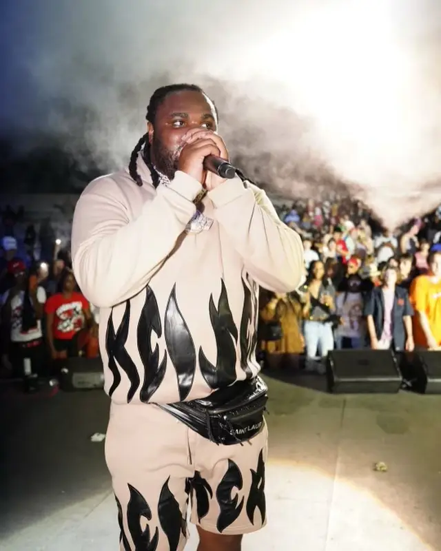 Tee Grizzley outfit in Keiser Clark, Saint Laurent, and Amiri, 2021