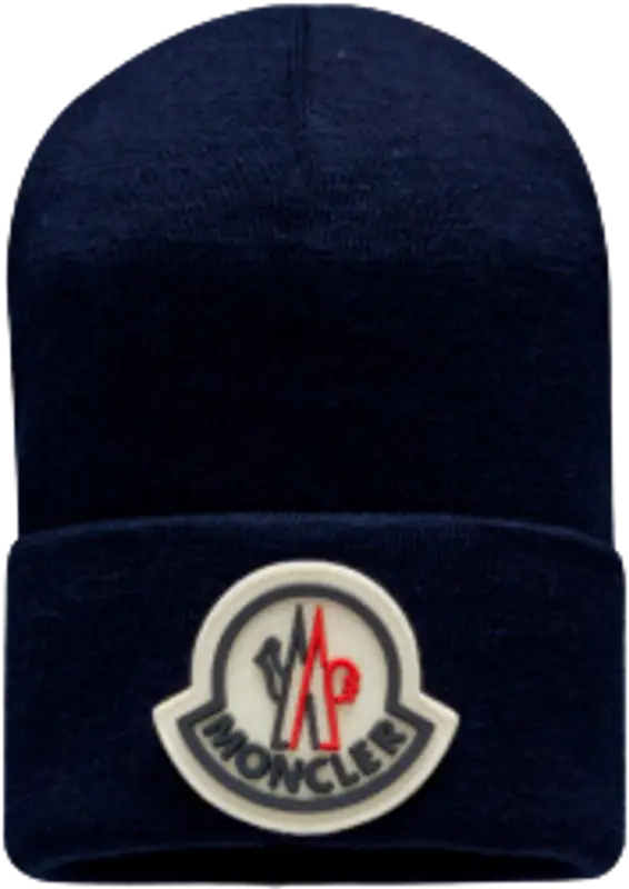 Moncler Navy Wool Logo Beanie | WHAT'S 