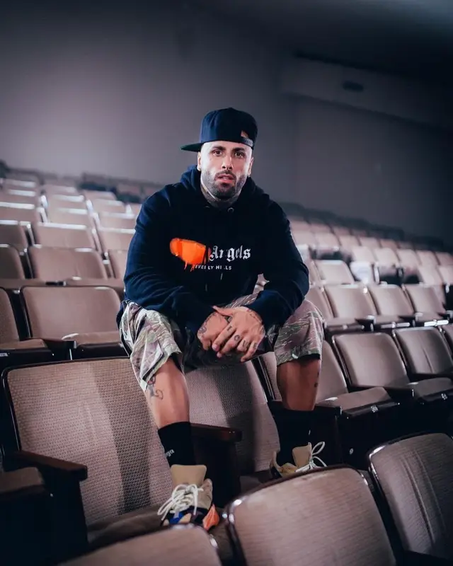 Nicky Jam outfit in Palm Angels, Adidas, and Balenciaga, 2021