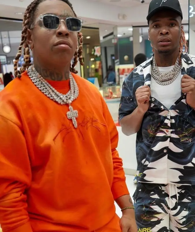 Lil Keed outfit in Vicaire, Suicoke, and John Elliott, 2021