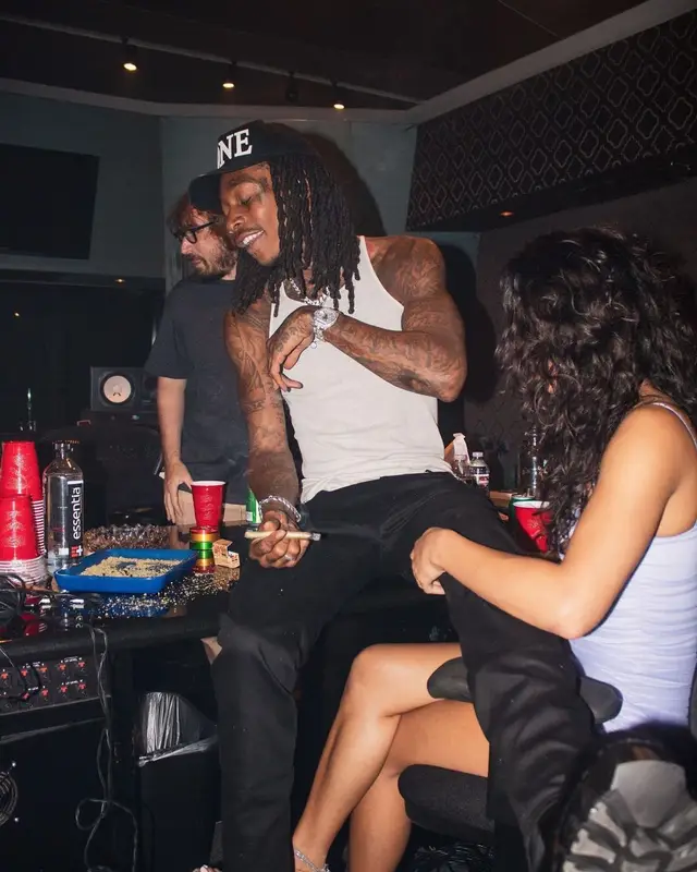 Wiz Khalifa outfit in Rick Owens, B.B. Simon, and Fresh I Am, 2021