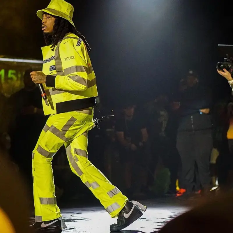 Quavo outfit in 1017 Alyx 9SM, Gallery Dept., and Nike, 2021