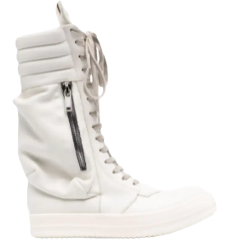 Rick Owens Cargo Basket White Leather Boots | WHAT'S ON THE STAR?