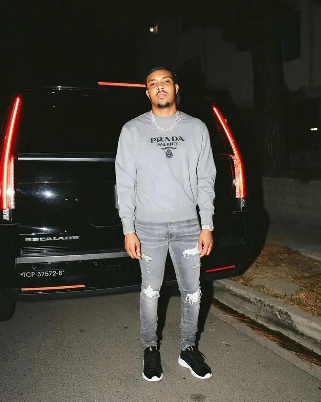 G Herbo outfit in Prada, Amiri, and Playboy, 2021