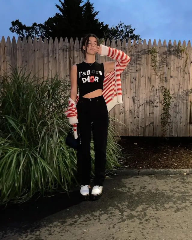 Charli D'Amelio outfit in Dior, Dr. Martens, and By Far, 2021