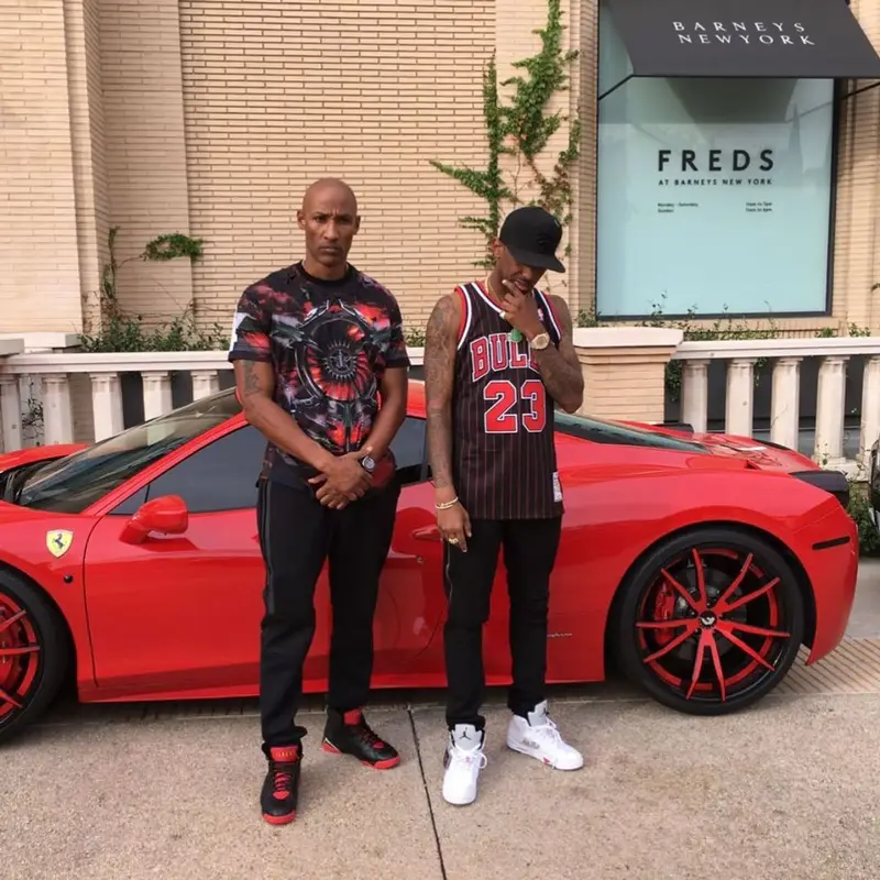 Fabolous outfit in Mitchell & Ness, Amiri, and Paper Planes, 2021